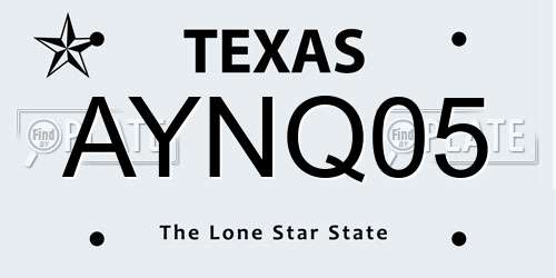 AYNQ05 Texas License Plate