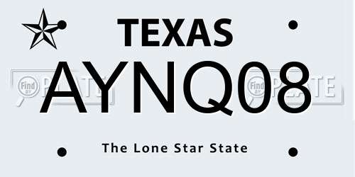 AYNQ08 Texas License Plate