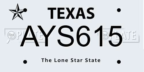AYS615 Texas License Plate