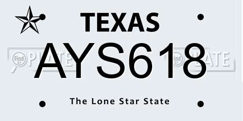 AYS618 Texas License Plate