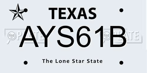 AYS61B Texas License Plate