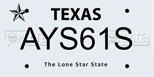 AYS61S Texas License Plate
