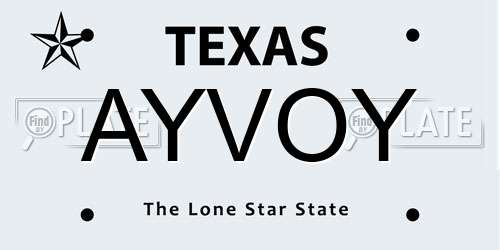 AYVOY Texas License Plate