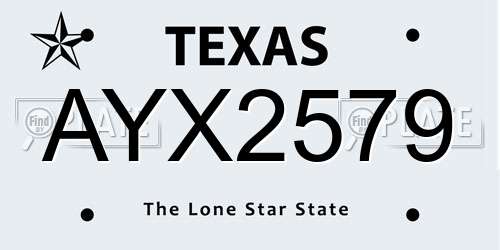 AYX2579 Texas License Plate