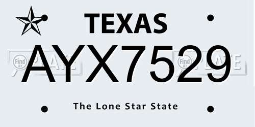 AYX7529 Texas License Plate