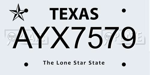 AYX7579 Texas License Plate