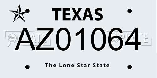 AZ01064 Texas License Plate