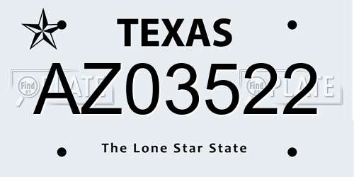 AZ03522 Texas License Plate