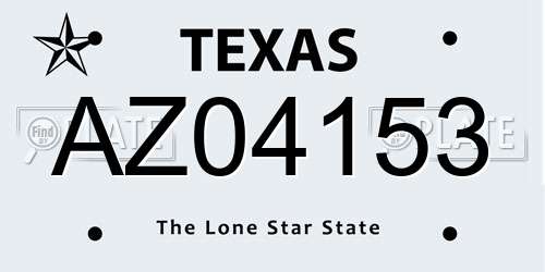 AZ04153 Texas License Plate