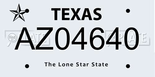 AZ04640 Texas License Plate