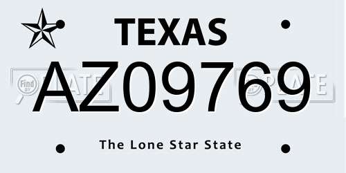 AZ09769 Texas License Plate