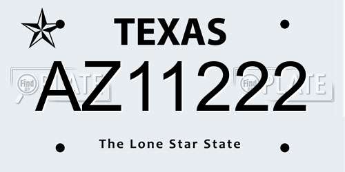 AZ11222 Texas License Plate
