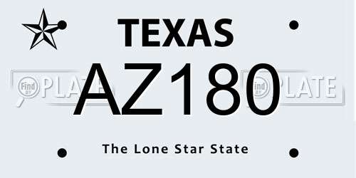 AZ180 Texas License Plate