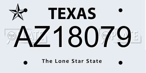 AZ18079 Texas License Plate