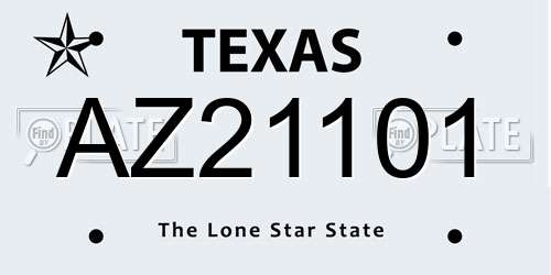 AZ21101 Texas License Plate