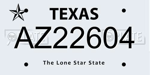 AZ22604 Texas License Plate