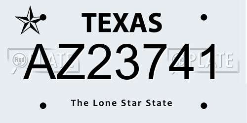 AZ23741 Texas License Plate