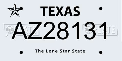 AZ28131 Texas License Plate