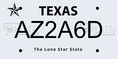 AZ2A6D Texas License Plate