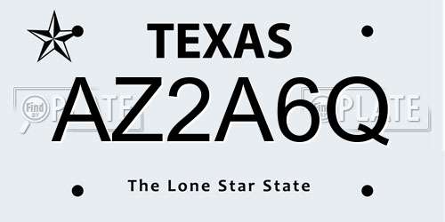 AZ2A6Q Texas License Plate