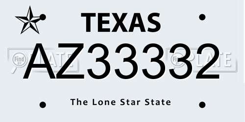 AZ33332 Texas License Plate