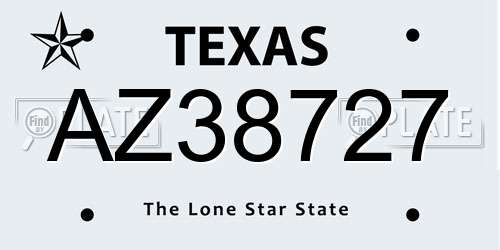 AZ38727 Texas License Plate