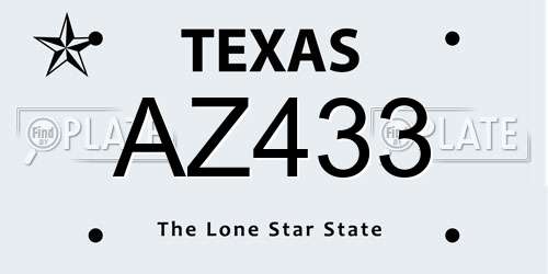 AZ433 Texas License Plate
