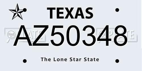 AZ50348 Texas License Plate