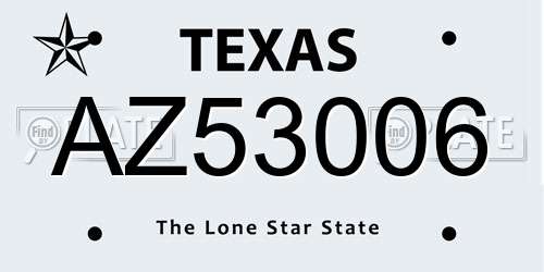 AZ53006 Texas License Plate