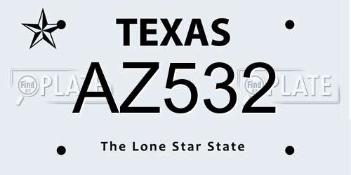 AZ532 Texas License Plate