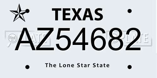 AZ54682 Texas License Plate