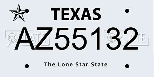 AZ55132 Texas License Plate
