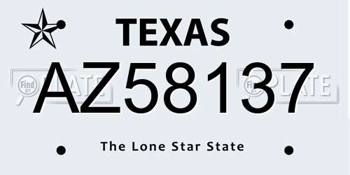 AZ58137 Texas License Plate