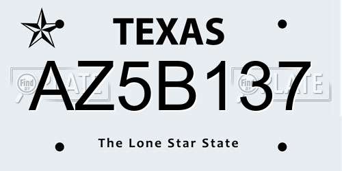 AZ5B137 Texas License Plate