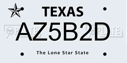AZ5B2D Texas License Plate