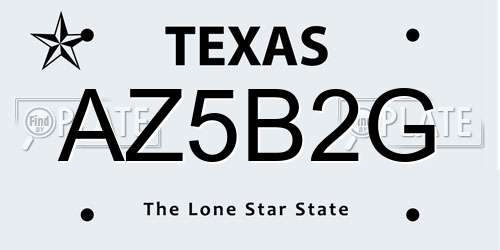 AZ5B2G Texas License Plate