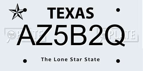 AZ5B2Q Texas License Plate