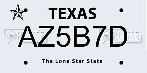 AZ5B7D Texas License Plate
