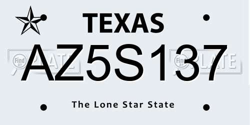 AZ5S137 Texas License Plate