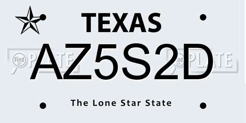 AZ5S2D Texas License Plate