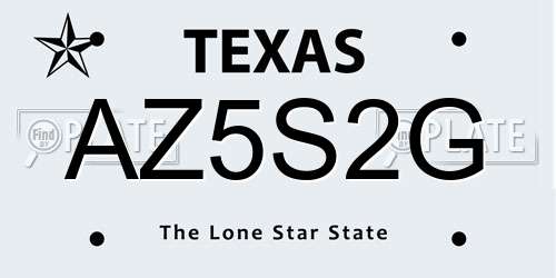 AZ5S2G Texas License Plate