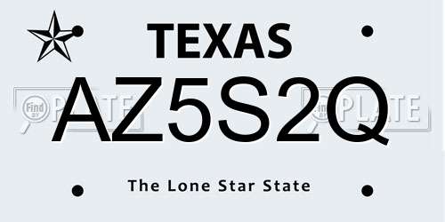 AZ5S2Q Texas License Plate
