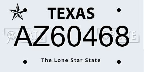 AZ60468 Texas License Plate