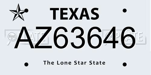 AZ63646 Texas License Plate