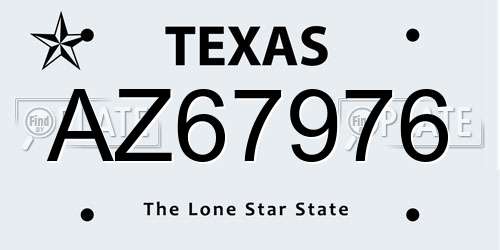 AZ67976 Texas License Plate