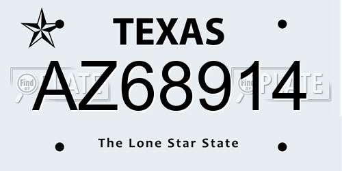 AZ68914 Texas License Plate