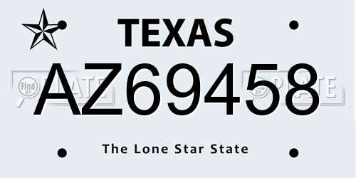 AZ69458 Texas License Plate