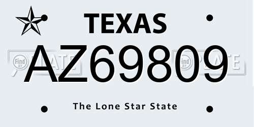 AZ69809 Texas License Plate