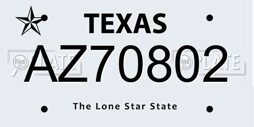 AZ70802 Texas License Plate