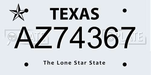 AZ74367 Texas License Plate